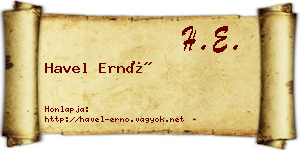 Havel Ernő névjegykártya